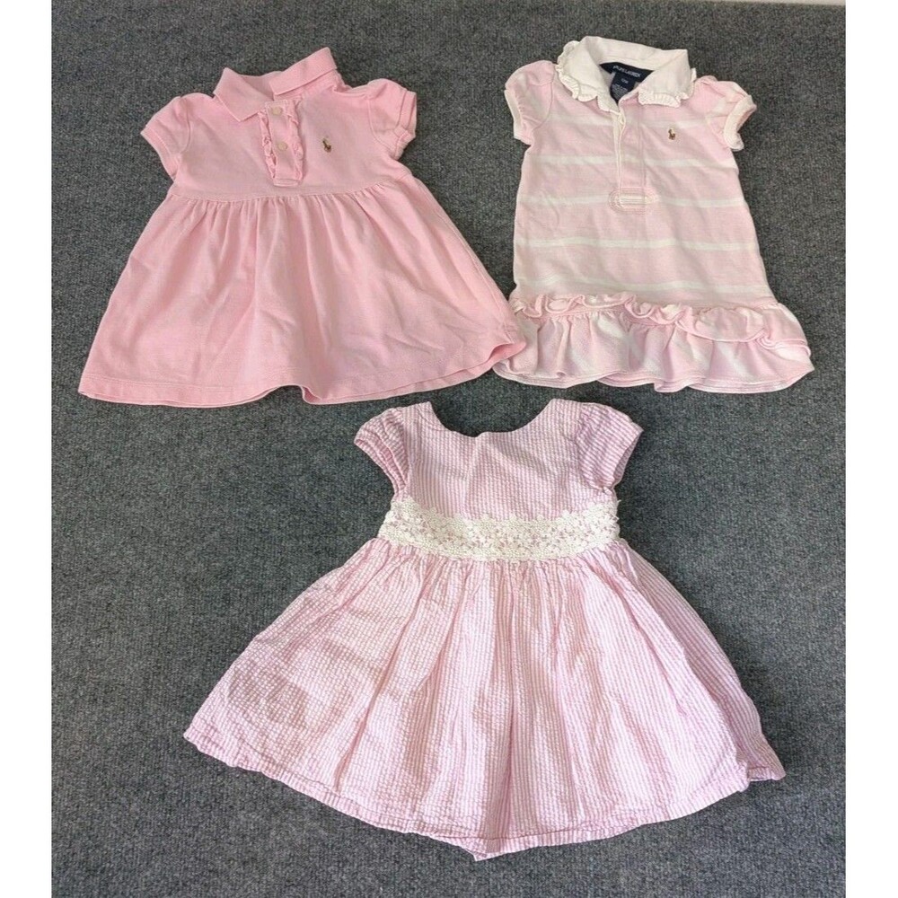 Ralph Lauren Baby Girl Dresses Pink Size 12 Months Lot of 3